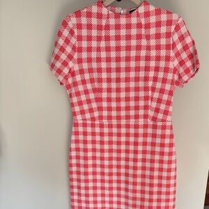 Ann Taylor Pink and White Checkered Sheath Dress